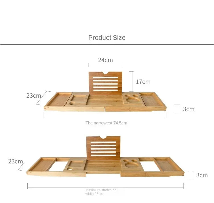 Extendable Spa Bathtub Bamboo Bathtub Tray Caddy